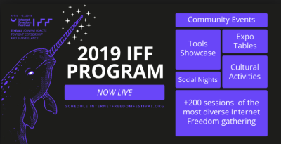  image linking to APC at the Internet Freedom Festival 2019 