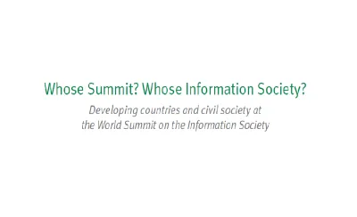 image linking to Whose Summit? Whose Information Society?
