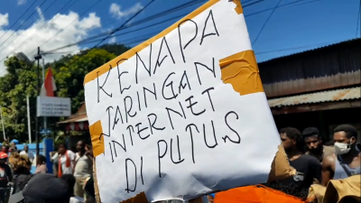 Image from Coconet image linking to EngageMedia: Monitoring the ruling on 2019 internet shutdowns in Papua and West Papua